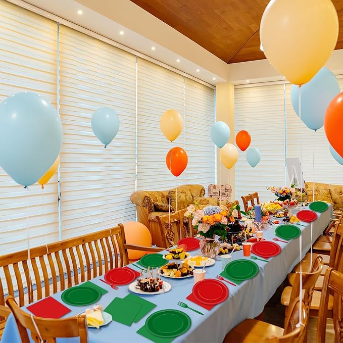 50 Guests Christmas Party Supplies Red and Green Plates and Napkins