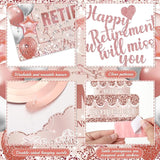 20pcs Retirement Party Decorations for Women Pink Rose Gold Happy