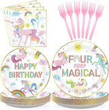 96pc Unicorn 4th Birthday Party Supplies Magical Pastel Rainbow