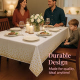 Prestee White and Gold Tablecloths, 4pk, 54x108 Inches - Party Table