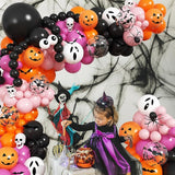 Halloween Balloon Arch Pink Black Orange Balloons Garland 3D Bat