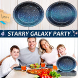 50 PCS Space Galaxy Oval Paper Plates Large 11” Disposable