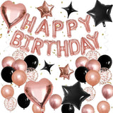 Rose Gold and Black Birthday Decorations for Women Black Pearl Rose