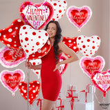 Happy Valentine's Day Balloons Set 12 Pack Red White & Pink Heart