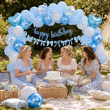 Blue Bow Birthday Decorations, Coquette Party Decor with Happy