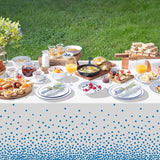 QIKSION 6 Pack White and Blue Dot Plastic Tablecloth, Waterproof