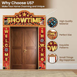 3 Pcs Movie Night Decorations Porch Sign Banner Showtime Movie Theme