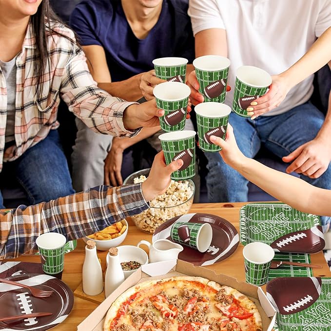400 Pcs Football Party Supplies Paper Round Square Plates and