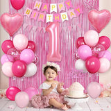 1st Birthday Decorations for Girls Hot Pink Birthday Balloons with