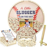 63 Pcs Baseball Baby Shower Guest Book Alternatives Set Baby Shower