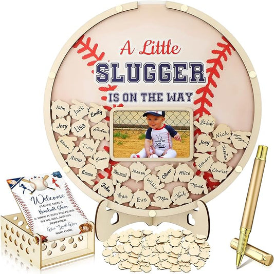 63 Pcs Baseball Baby Shower Guest Book Alternatives Set Baby Shower