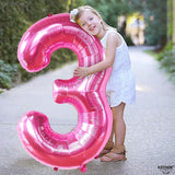 KatchOn, Giant Hot Pink Number 3 Balloon - 40 Inch | Number 3 Foil