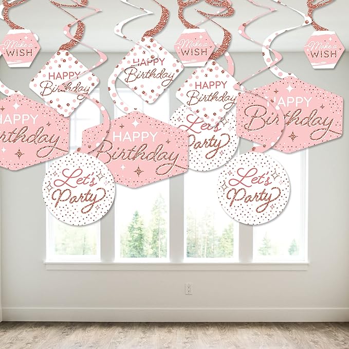 Big Dot of Happiness Pink Rose Gold Birthday Happy Birthday Party