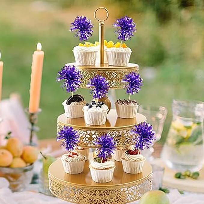Gyufise 30Pcs Foil Firework Cupcake Toppers Sparkle Tinsel Cake #14