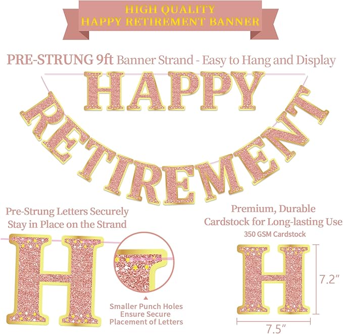 Retirement Party Decorations Kit for Women 17 Piece Elegant Rose