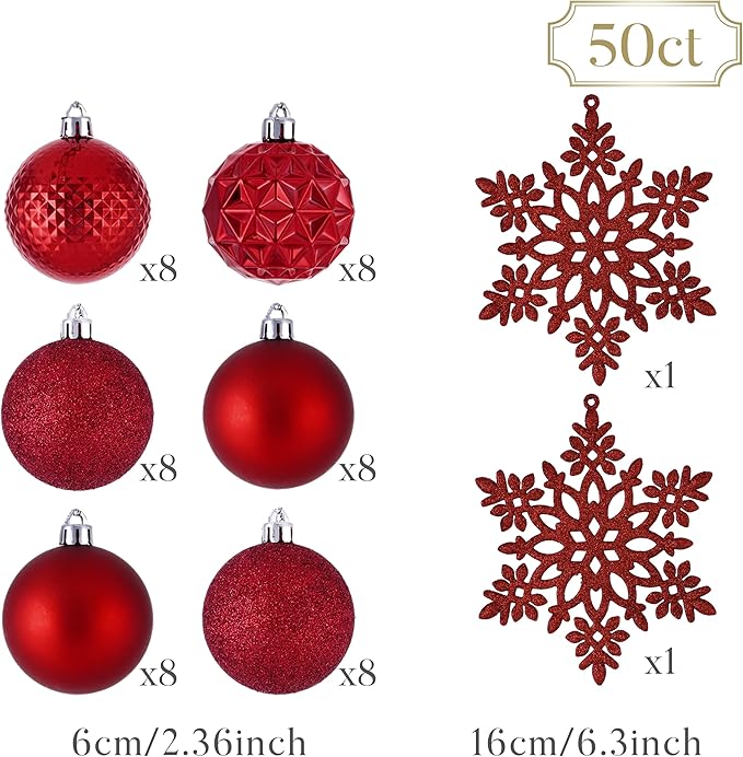 Valery Madelyn Christmas Tree Decorations Ornament Set, 50ct 2.36 #6