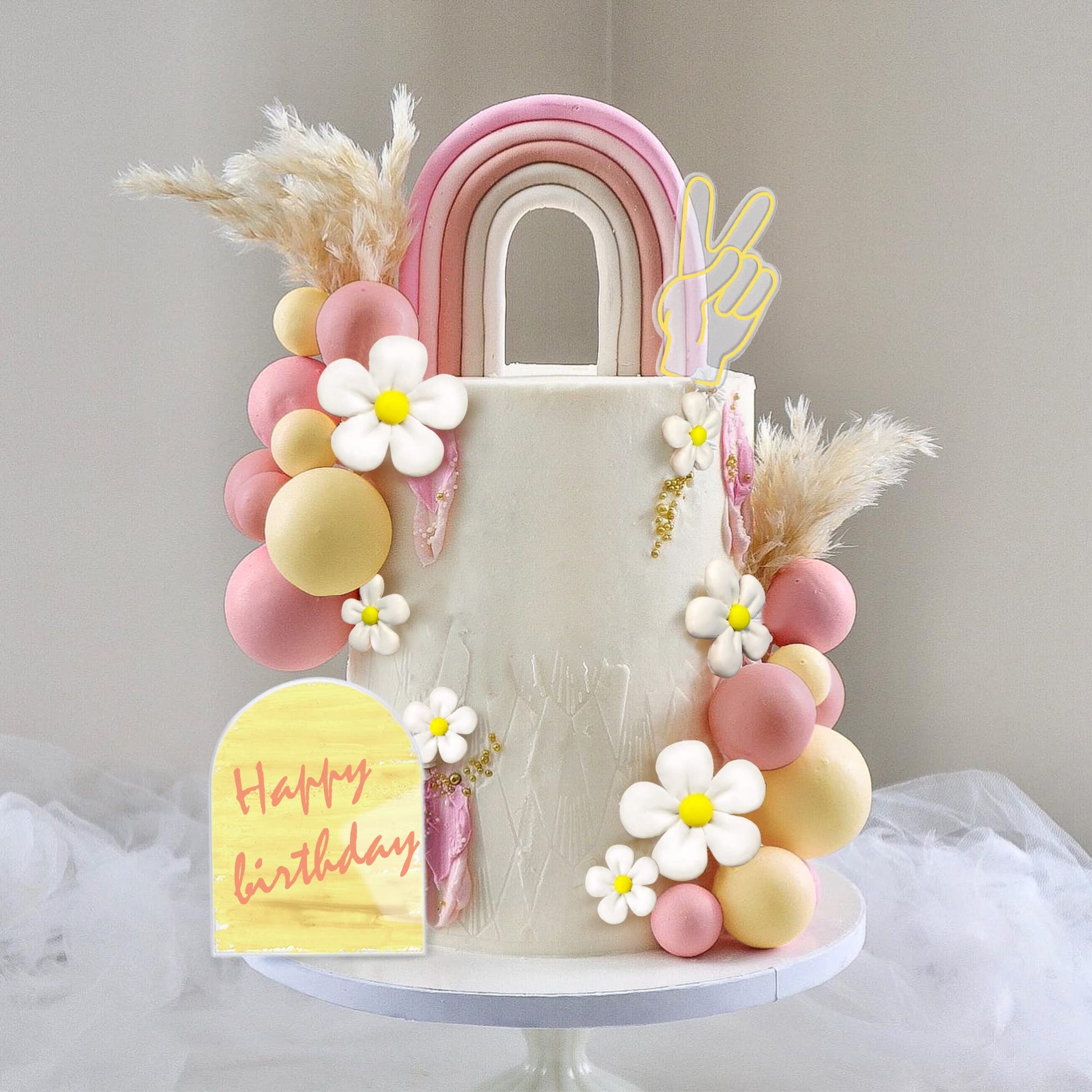 42 PCS Boho Groovy Acrylic Retro Hippie Daisy Flower Cake Topper For