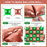 Green and Brown Square Foil Balloons 25 Pcs Metallic Green and Brown