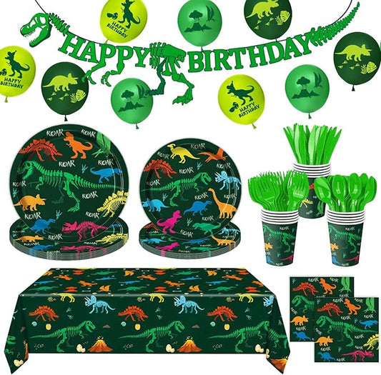 166 PCS Dinosaur Birthday Decorations Dinosaur Party Supplies