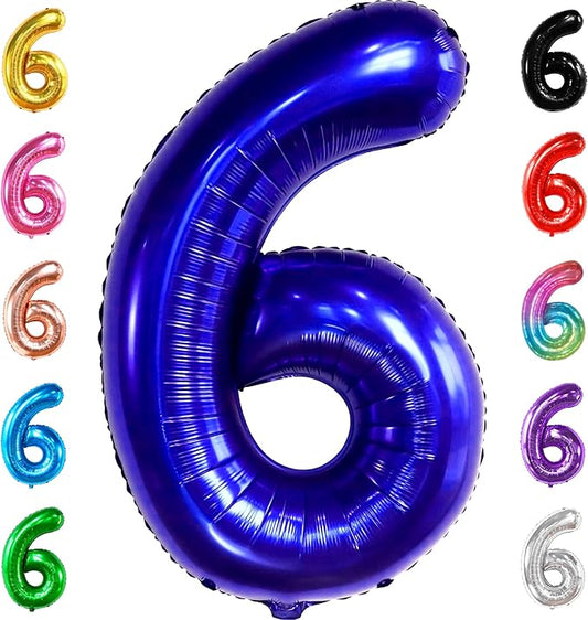 KatchOn, Giant Navy Blue Number 6 Balloon - 40 Inch | 6th Birthday