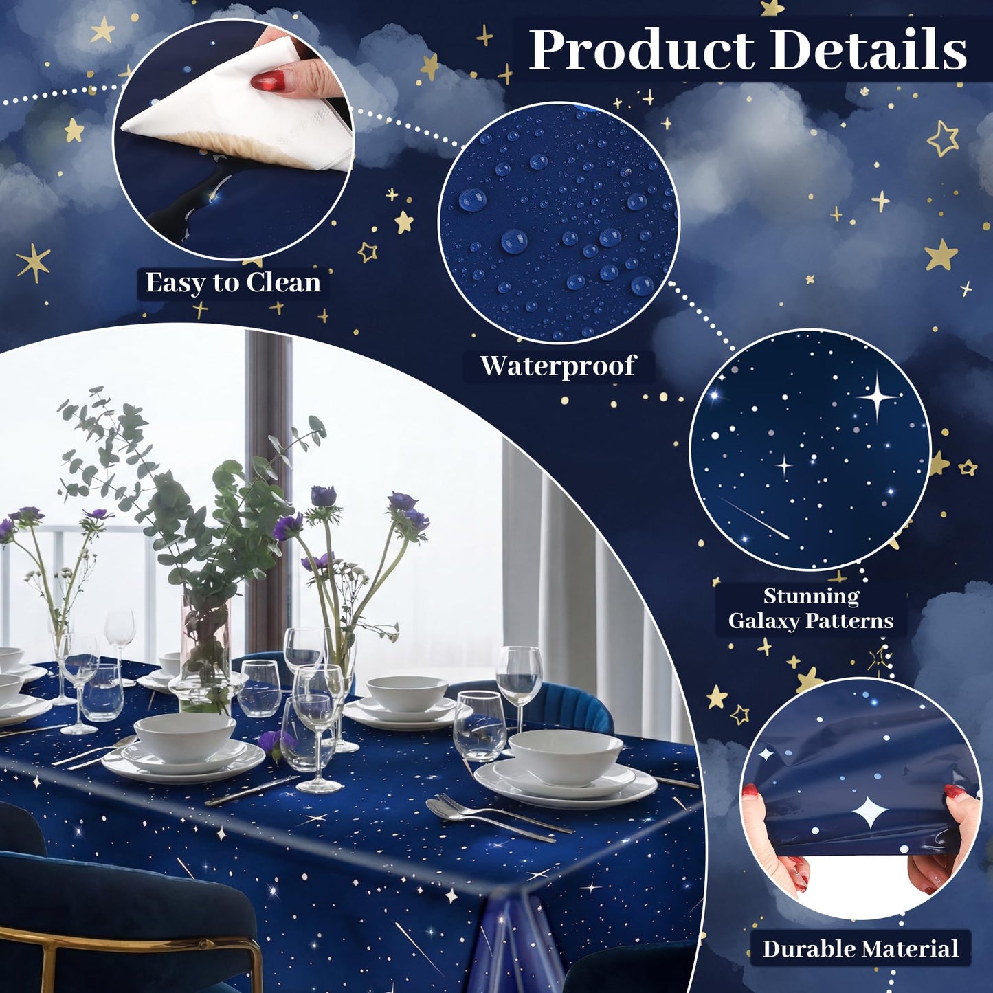 Kochorie 100 Ft X 54 Inch Space Galaxy Tablecloth Roll with Cutter Box