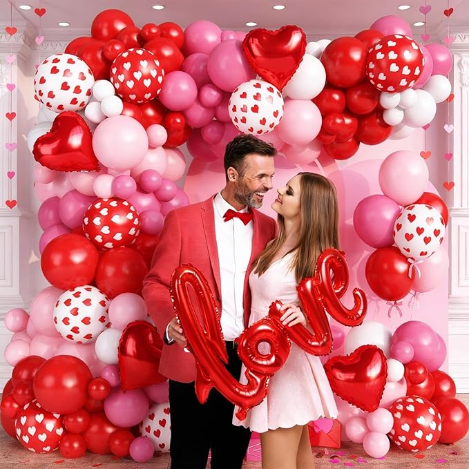 Valentines Day Balloons Arch Garland Kit 126Pcs Red Pink Valentines