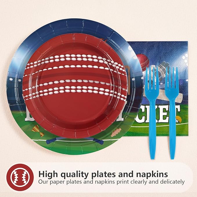 96Pcs Cricket Birthday Party Decoration Sports Theme Ball Plates and