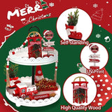 Christmas Decorations 8 PCS Tiered Tray Decor Set Cute Tabletop