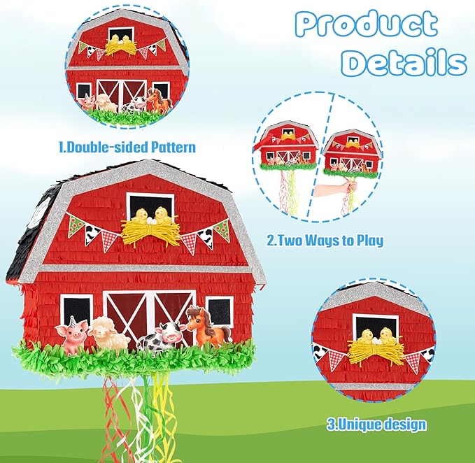 Red Farm Animal Piñata Farm Baby Shower Decorations Animal Piñata