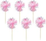 Gyufise 30Pcs Foil Firework Cupcake Toppers Sparkle Tinsel Cake #4