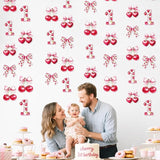 Cherry 1st Birthday Decorations Sweet Floral Cherries Pink Bow