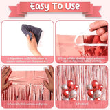 Voircoloria 2 Pack Rose Gold Foil Fringe Backdrop Curtains, Tinsel