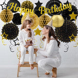 Black Gold Birthday Party-Decorations - 29pcs Black Gold Party