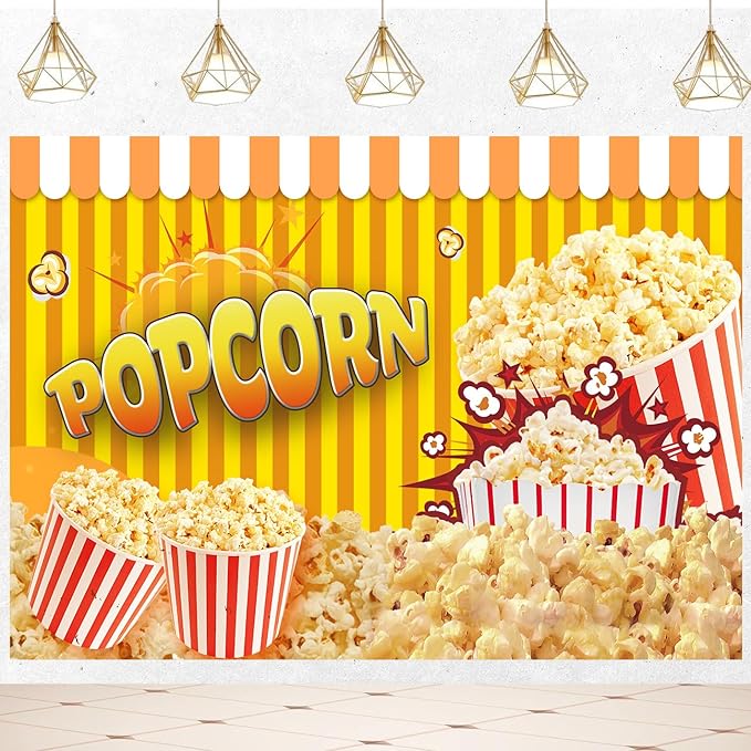 Popcorn Backdrop for Party Photography Movie Night Circus Carnival