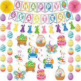 55 Pcs Easter Decorations Happy Easter Banner Hanging Decorations