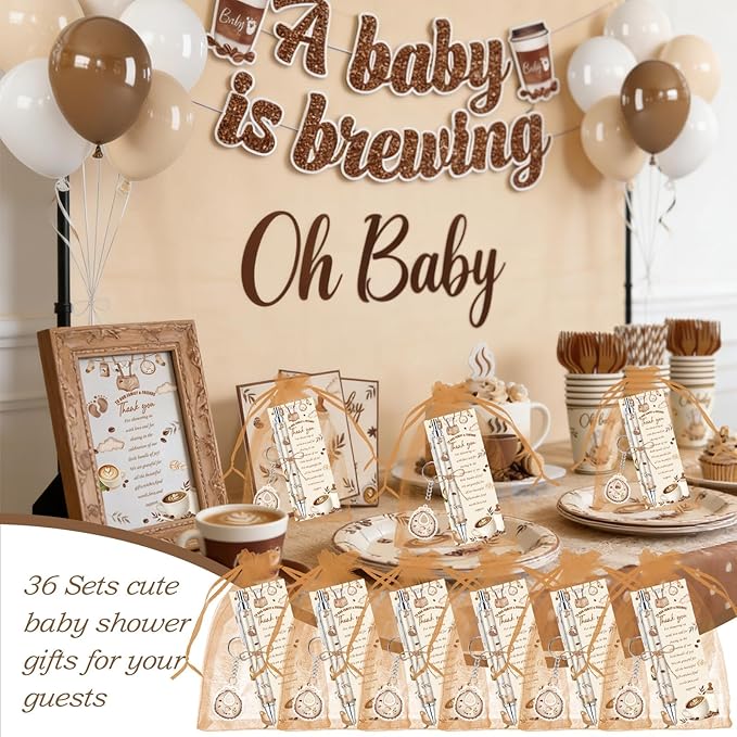 145 Pieces Coffee Baby Shower Favors for Guest A Baby is Brewing