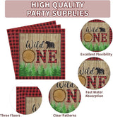 96Pcs Lumberjack Wild One Birthday Decorations Buffalo Plaid