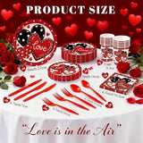 168Pcs Valentine's Day Party Supplies Red and Black Heart Party