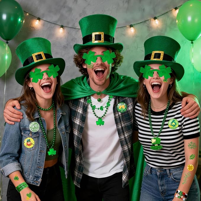 42 Pack St Patrick's Day Accessories Party Favor Set Green Shamrock