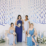 36 Pcs Blue Hanging Swirl Decorations Ombre Royal Blue White Felt