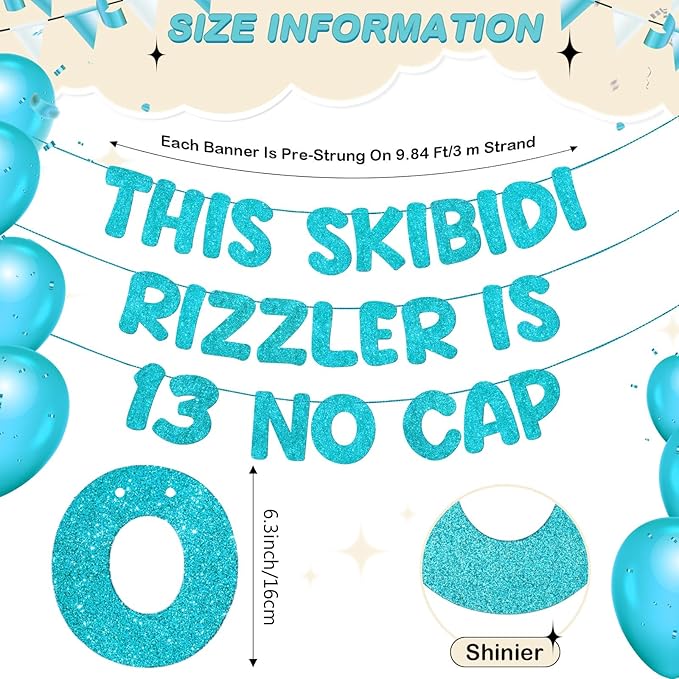 Fulmoon Pre Strung This Skibidi Rizzler Is 13 No Cap Glitter Banner