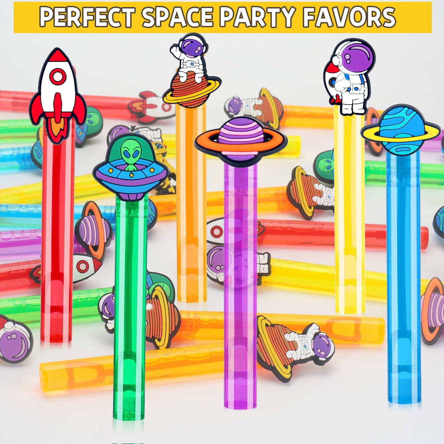 24Pcs Space Bubble Wands for Kids Astronaut Party Favors Supplies