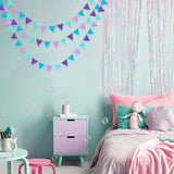 Mermaid Party Decorations Purple Teal Felt Hanging Triangle Mini