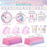 171Pcs Unicorn Birthday Party Supplies with Plates Cups Napkins