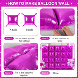 Hot Pink Square Foil Balloons 25 Pcs Metallic Hot Pink Balloons Wall