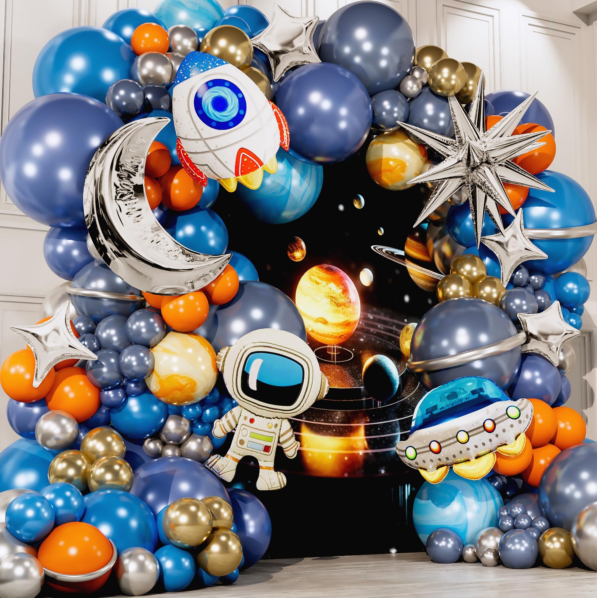 ALL-IN-1 Space Balloon Arch Kit with BONUS Specialty Foil Balloons for