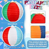 12 Pcs 8 Inch Beach Ball Paper Lanterns Pool Party Decorations