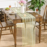Artoid Mode 6PCS Sage Green Gold Gauze Table Runner 120 Inch 10FT,