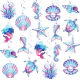 Mermaid Hanging Swirls, 36Pcs Mermaid Ceiling Streamers Sea Creature