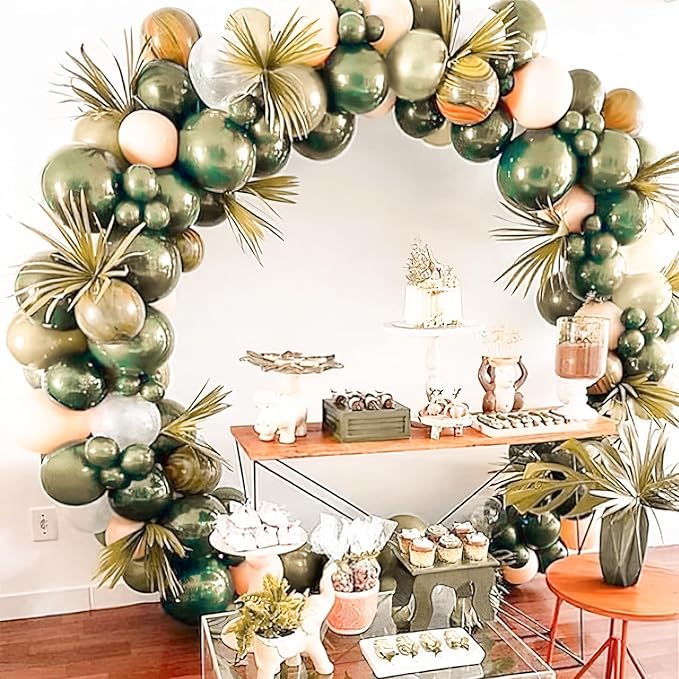 PartyWoo Metallic Green Balloons 50pcs 12 Inch Metallic Sage Olive